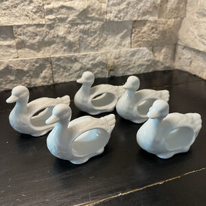 Duck Napkin Rings Vintage White Porcelain (Set of 5) Japan